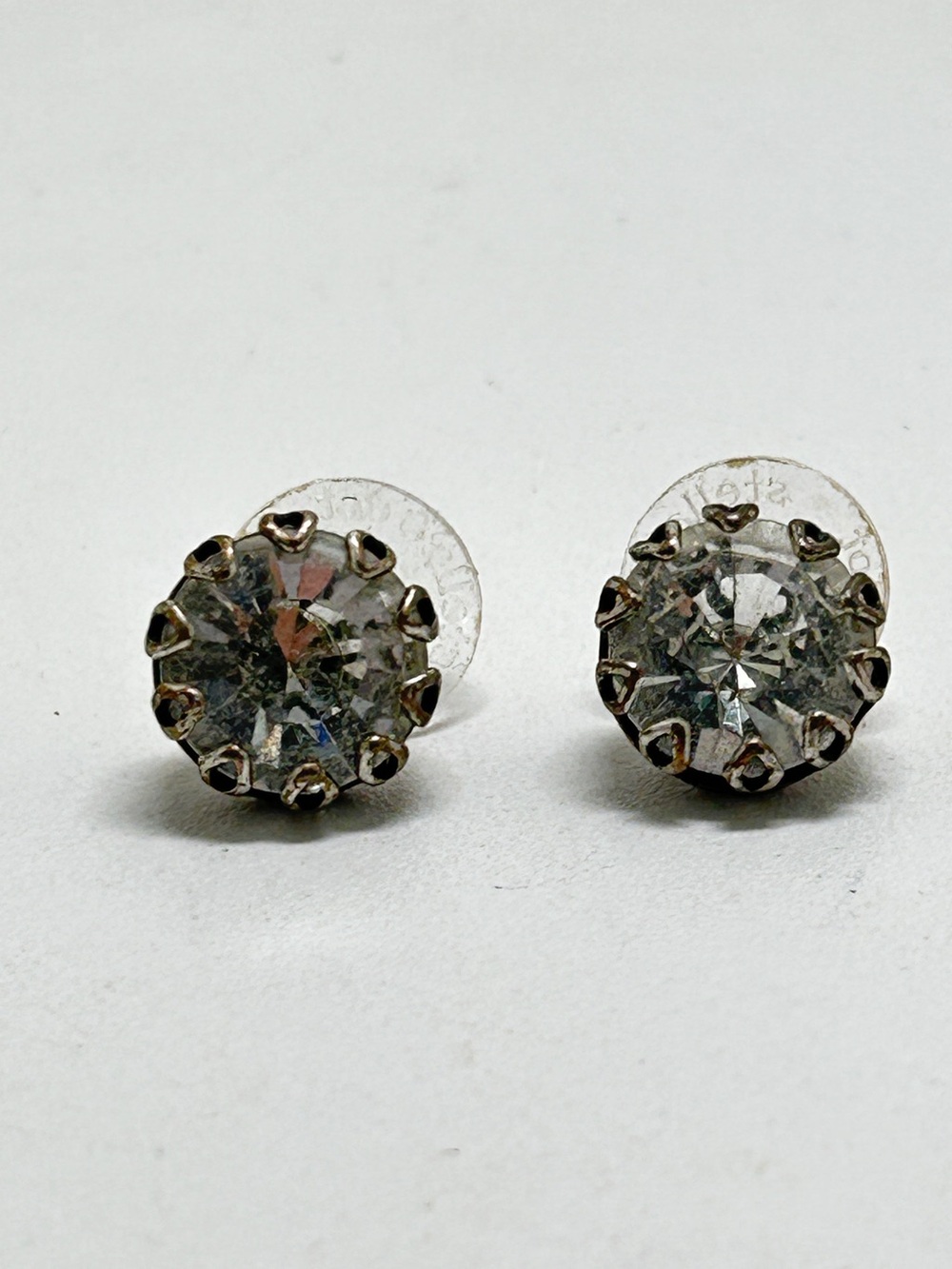 Stella & Dot, Silver And Large Clear Crystal Stud Earrings